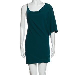 Halston Heritage Teal Asymmetrical Mini Dress - Size 2
